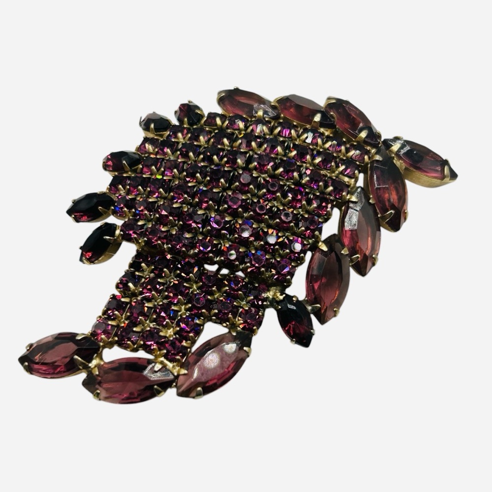 Huge Vintage Purple Rhinestone Layered Brooch